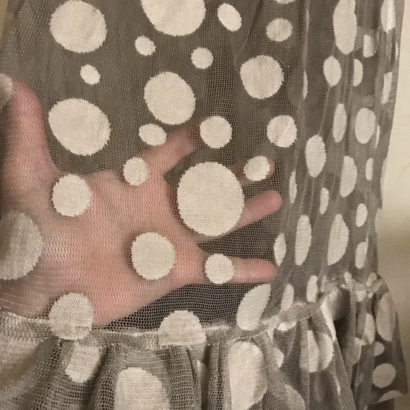 Fun Gray Polka Dot Mesh Skirt - Picture 4 of 4